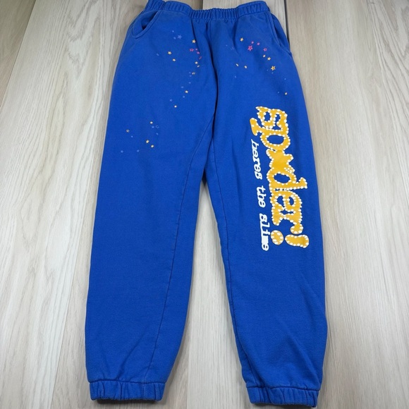 Sp5der Sweatpants "TC Blue" yellow Men’s Size L large - Picture 1 of 12